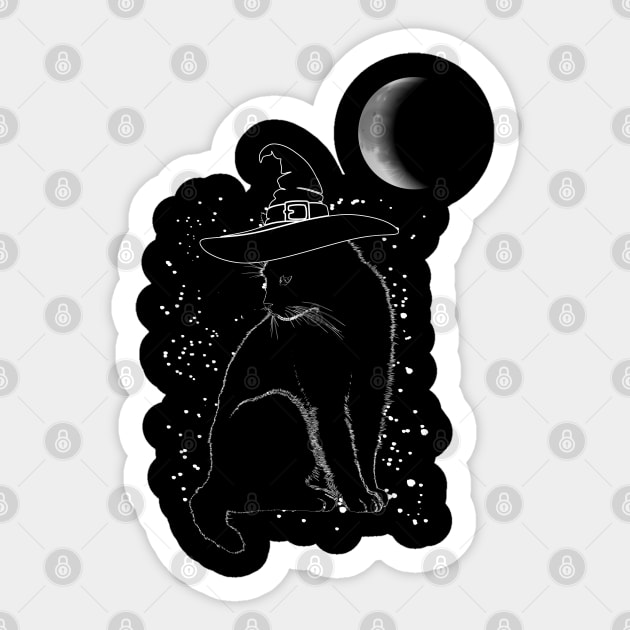 Vintage Black Cat Sticker by UranusArts